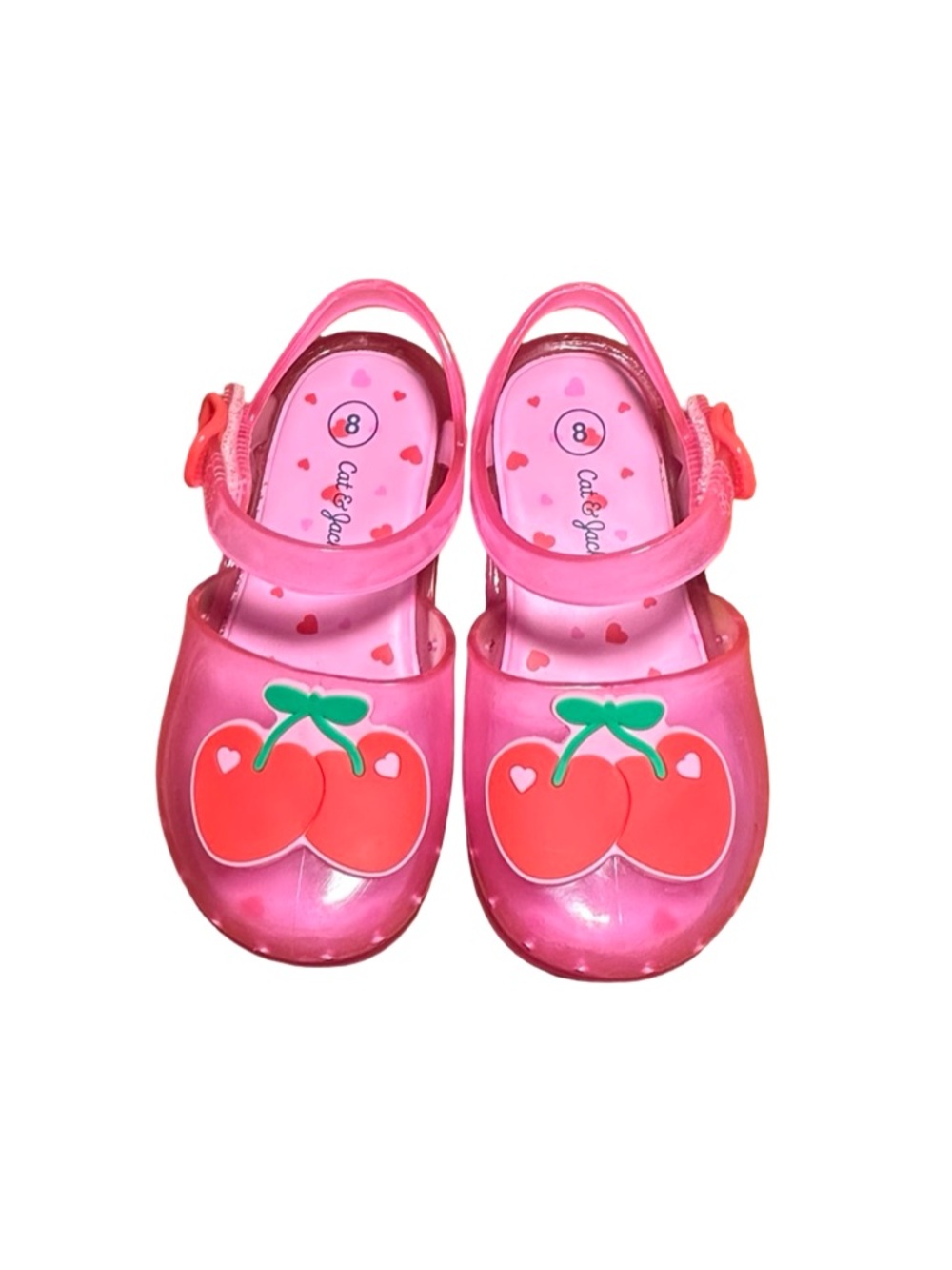 Cat & Jack Toddler Cherry Scented Jelly Shoes Size 8 Pink Mary Jane